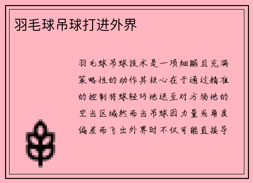羽毛球吊球打进外界